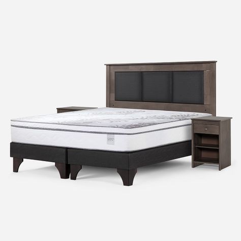 Cama Europea Neo Plus King + Respaldo Rachel+Velador Ferrara-1