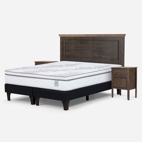 Cama Europea Neo Plus King + Respaldo + Veladores Anna-1