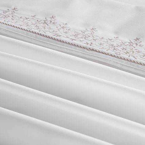 Sábana Rosen 220 Hilos Bordada Floral Blanca King-2