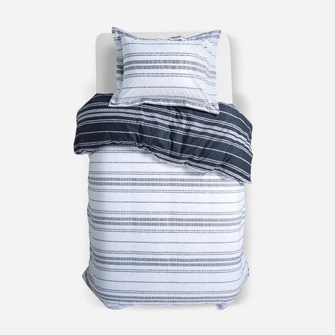 Funda Plumón Algodón Reversible Wedel Azul-Blanco 1,5 Plazas-1