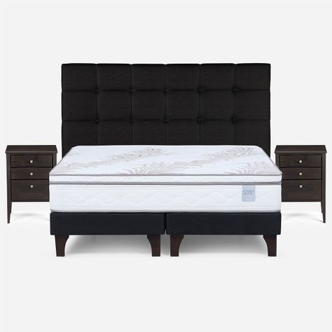 Cama Europea Neo Plus King + Muebles Issey Grafito-0