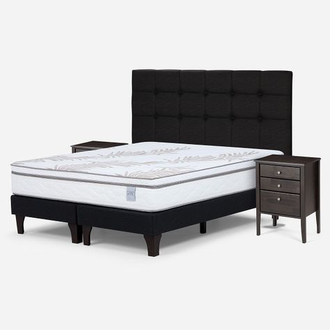 Cama Europea Neo Plus King + Muebles Issey Grafito-1