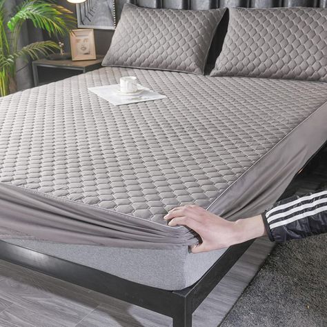 cubre colchón GRIS 2 plaza protector impermeable 2 funda de almohada-0