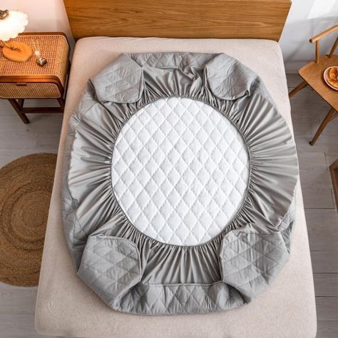 cubre colchón GRIS 2 plaza protector impermeable 2 funda de almohada-3