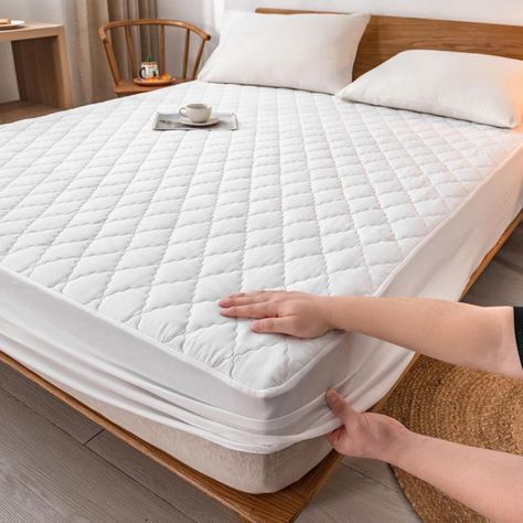 cubre colchón blanco 2 plaza protector impermeable 2 funda de almohada-0