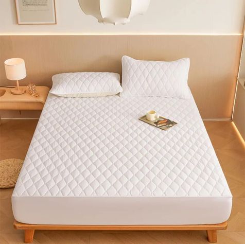 cubre colchón blanco 2 plaza protector impermeable 2 funda de almohada-2