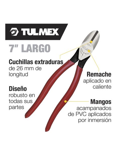 ALICATE CORTE DIAGONAL 7  TRABAJO PESADO. TULMEX D220-7-1