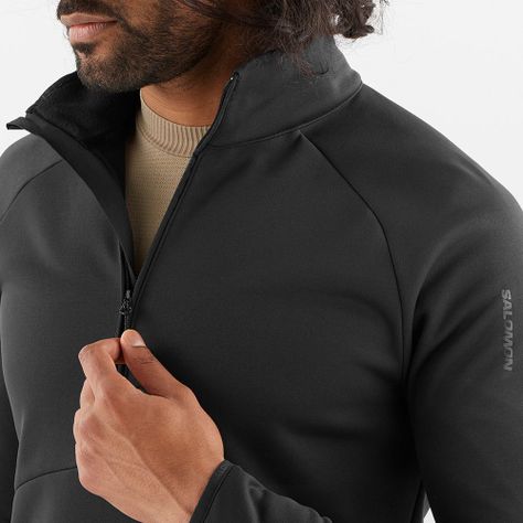 Polerón Hombre Essential Warm Hz Mid M Deep Black Salomon-2