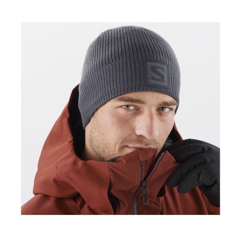 Gorro Logo Beanie Gris Salomon-1