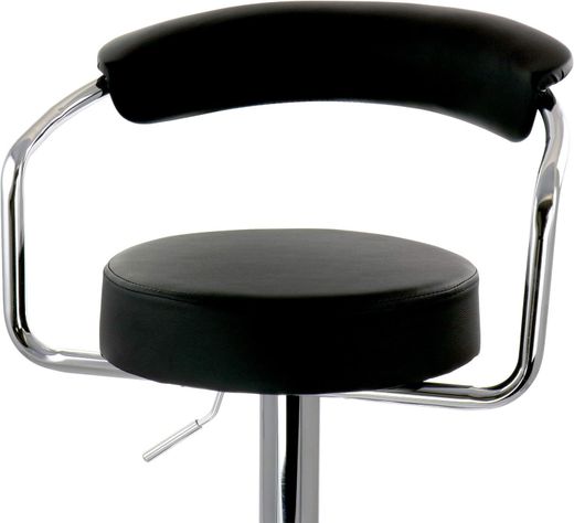 Pack 2 Taburete Piso Bar Altura Regulable Con Respaldo Negro-6