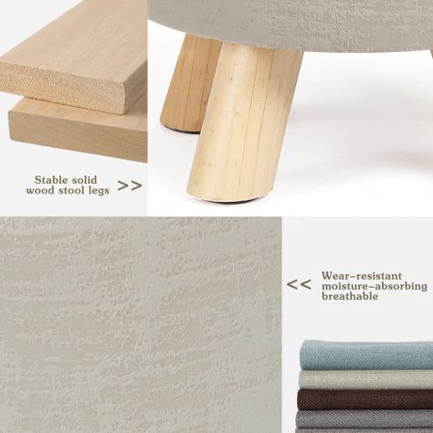 Pack 2 Puff Redondo De Terciopelo Con Patas De Madera-2