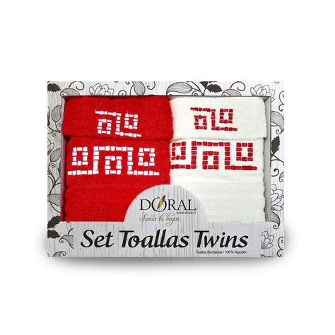 Juego Toallas 4 Piezas Algodón Bordada Fucsia - Shopyclick-0