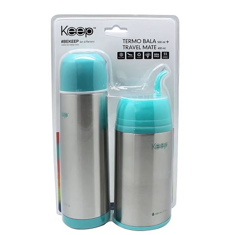 Set Travel Mate + Termo Bala Doble Pared Colores Keep - SC-1