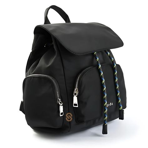 Mochila Mediana Con Tapa Negra Simone Ziol - SC-1