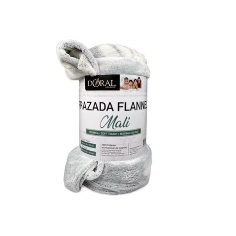 Frazada Flannel Mali Embossed 2 Plazas Blanco Gris - SC-0