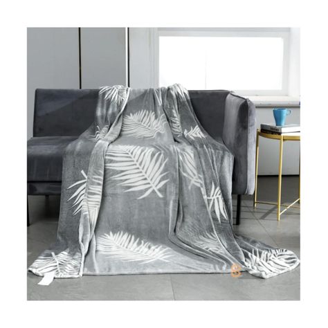 Frazada Flannel Mali Embossed 2 Plazas Blanco Gris - SC-1
