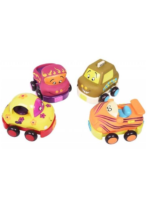 B.Toys Set 4 Autitos Goma Suave Pull Back (B7301048)-1