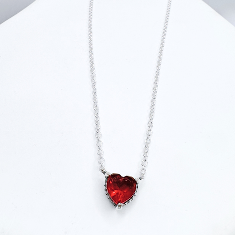 Collar de Plata 925 con Dije de Corazón Rojo y Halo de Circonitas, Regalo, San Valentín, Amor-2