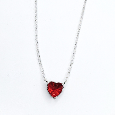 Collar de Plata 925 con Dije de Corazón Rojo y Halo de Circonitas, Regalo, San Valentín, Amor-3