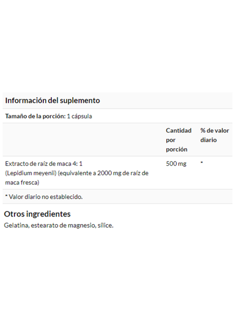 Maca, 500 mg, 60 cápsulas, Salud sexual.-1