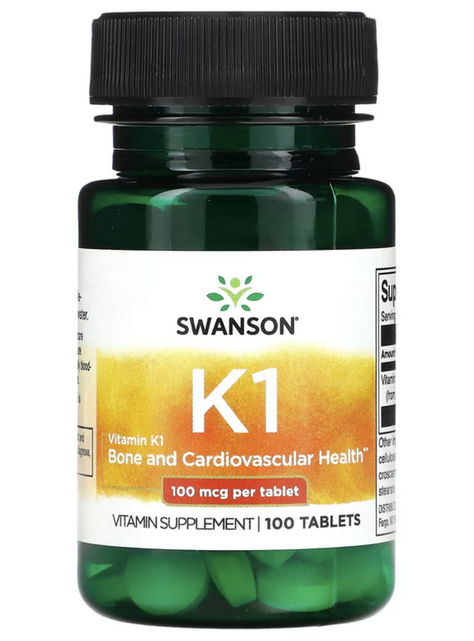 Vitamina K1 100 mcg 100 comprimidos, Salud ósea y cardiovascular-0