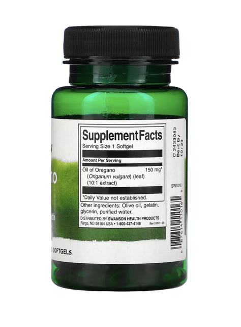 Aceite de oregano Swanson Extract 10:1 120 softgels Salud Digestiva -1