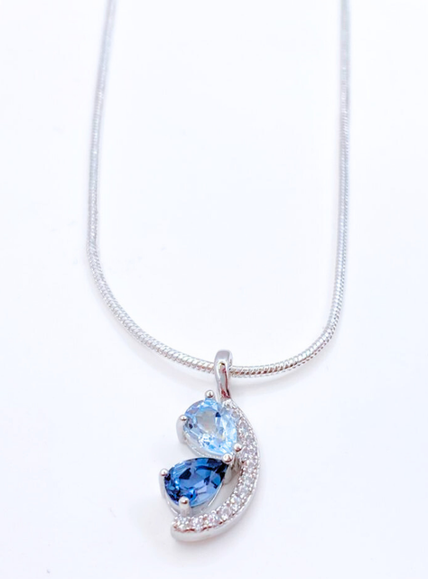 Collar con colgante de Plata 925 con Topacios Azules-1