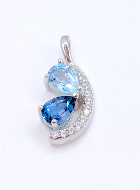 Collar con colgante de Plata 925 con Topacios Azules-2