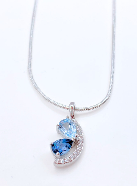 Collar con colgante de Plata 925 con Topacios Azules-3