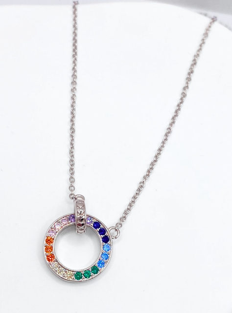 Collar Círculo Incrustación Cintillo de Circonitas Colores, Pride-2