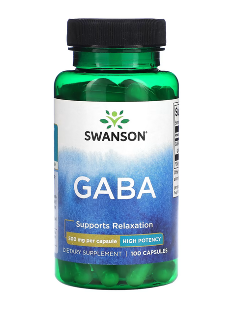Gaba, Alta potencia, 500 mg, 100 cápsulas, Promueve la relajación.-0