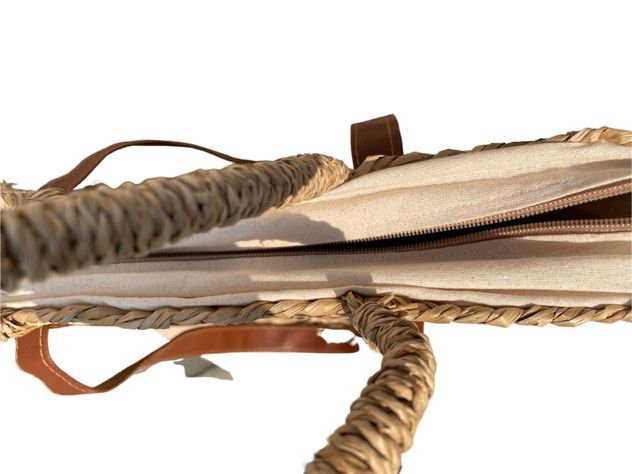 Bolso de Boho de paja con doble asa-4