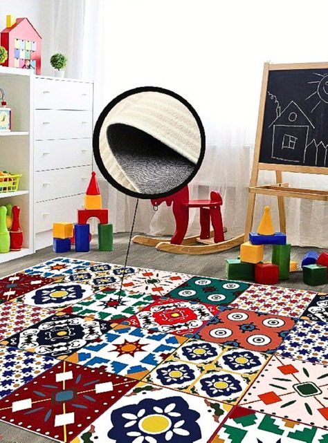 Alfombra Diseño Moderno Figuras Mosaico Multicolor-3