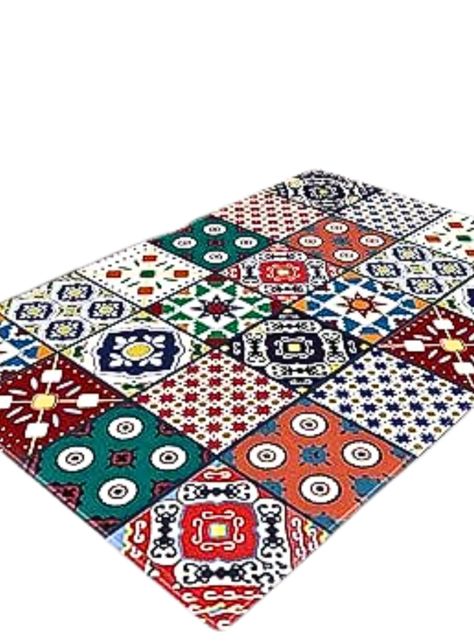 Alfombra Diseño Moderno Figuras Mosaico Multicolor-5