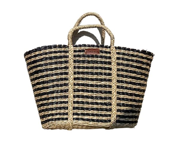 Bolso Boho mimbre Líneas Negras-0