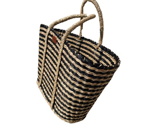 Bolso Boho mimbre Líneas Negras-2