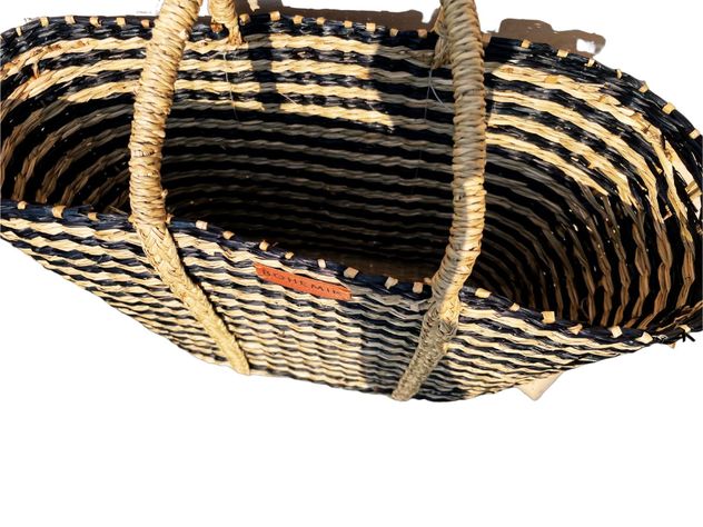 Bolso Boho mimbre Líneas Negras-5