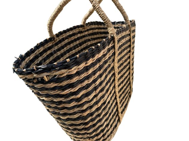 Bolso Boho mimbre Líneas Negras-4