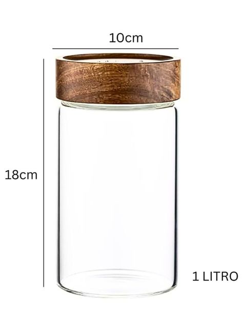 Set de 3 Frascos de Vidrio con tapa de Madera 1000 ml-2