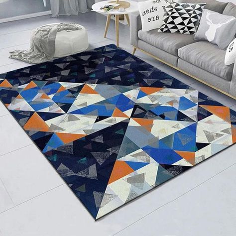 Alfombra Diseño geométrico tonos azules y claros-1