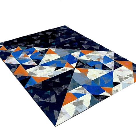 Alfombra Diseño geométrico tonos azules y claros-0