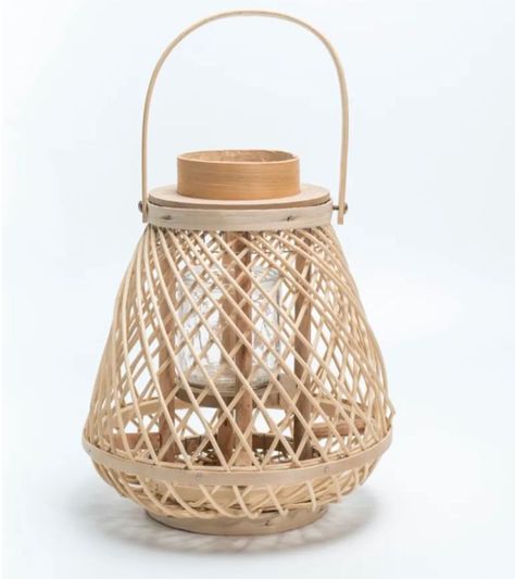 Lámpara porta velas de mesa de bambú boho-0