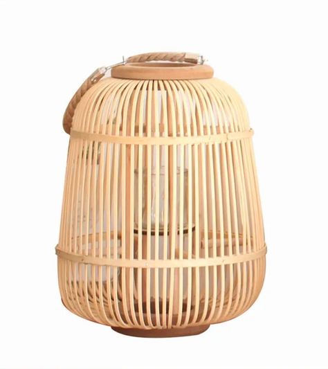 Lámpara porta velas de mesa de bambú boho-0