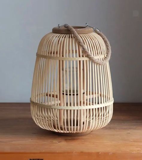 Lámpara porta velas de mesa de bambú boho-2