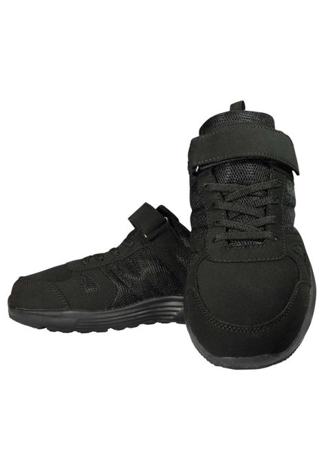 Zapatilla Con Velcro y Cordón Elasticados Negra-3