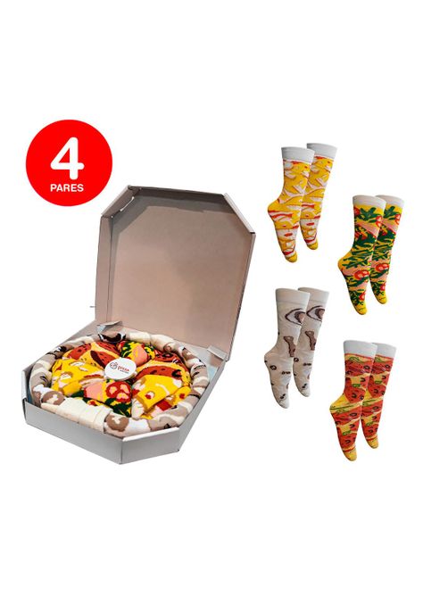 Calcetines Caja Pizza Unisex Pack 4-0
