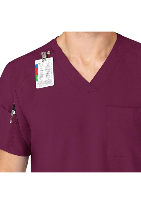 Polera Clínica Hombre Wonderwink 6355 Burdeo-4