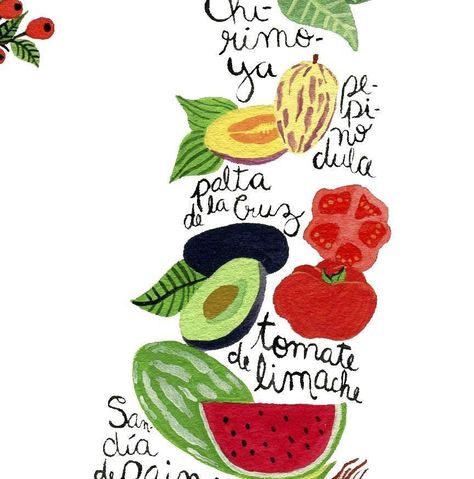Mapa de Chile con Frutas y Verduras - Lámina-3