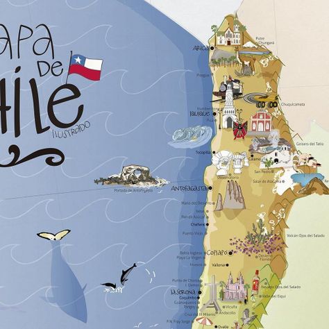 Mapa de Chile ilustrado - Lámina-1