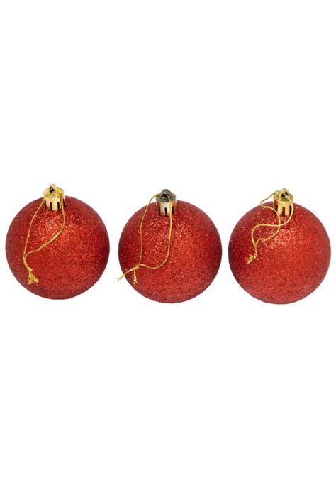 Set de 6 esferas navideñas 10 cms color rojo escarchadas-1
